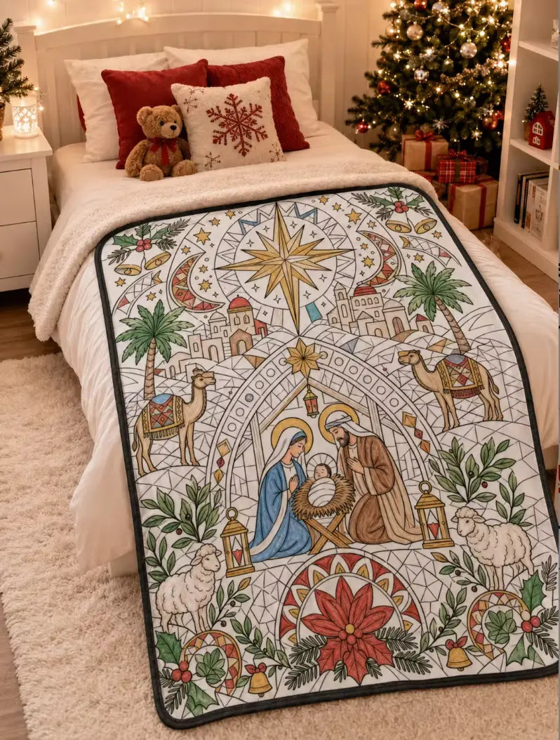 Christmas Coloring Blanket for Adults - 50 x 60 in