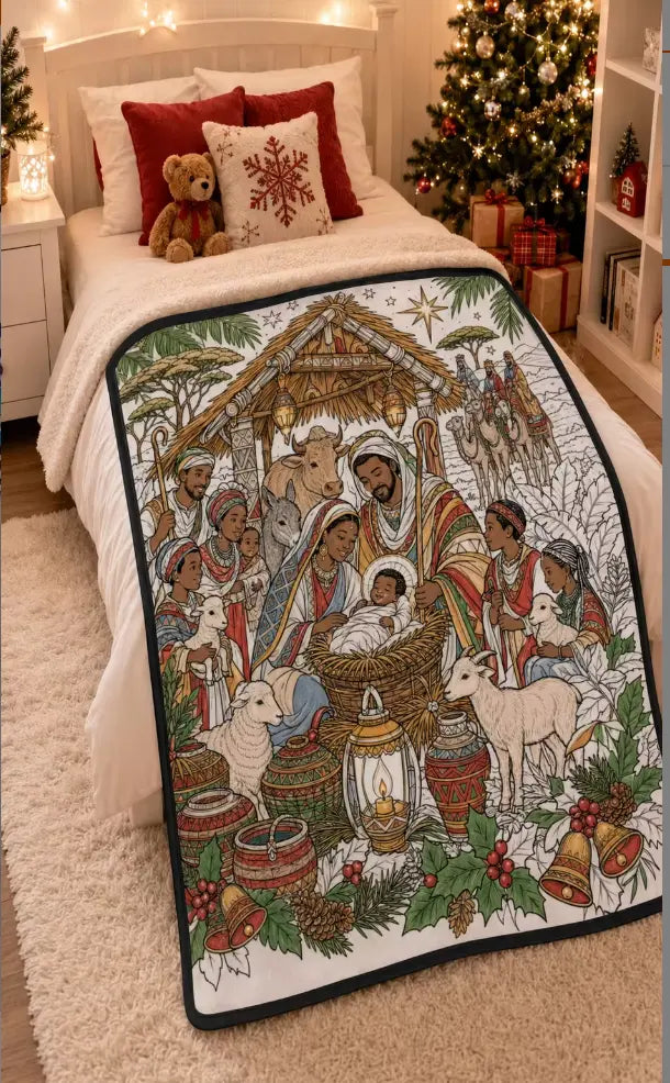Christmas Coloring Blanket for Adults - 50 x 60 in