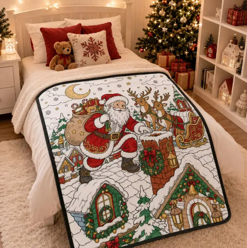 Christmas Coloring Blanket for Adults - 50 x 60 in