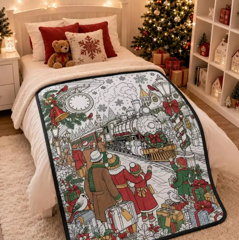 Christmas Coloring Blanket for Adults - 50 x 60 in