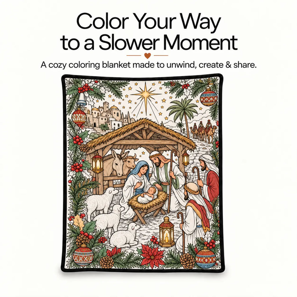 Christmas Coloring Blanket for Adults - 50 x 60 in