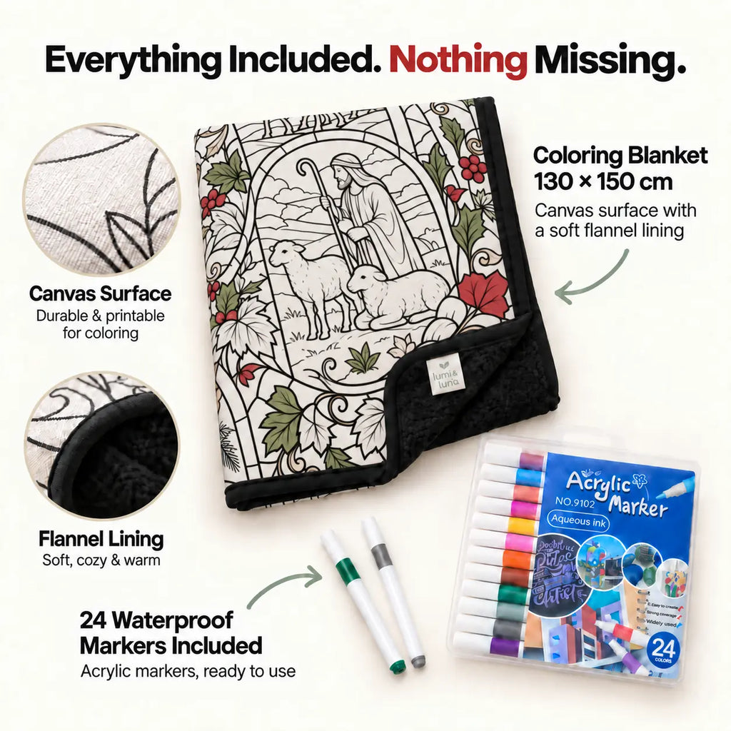 Christmas Coloring Blanket for Adults - 50 x 60 in