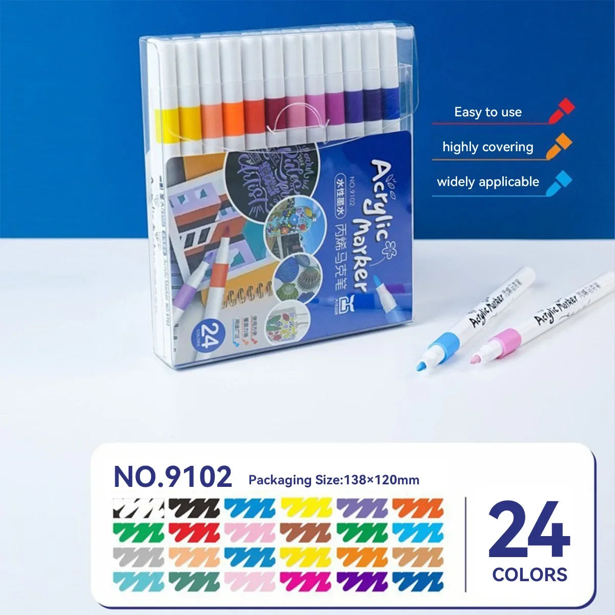 24-Color Acrylic Marker Set