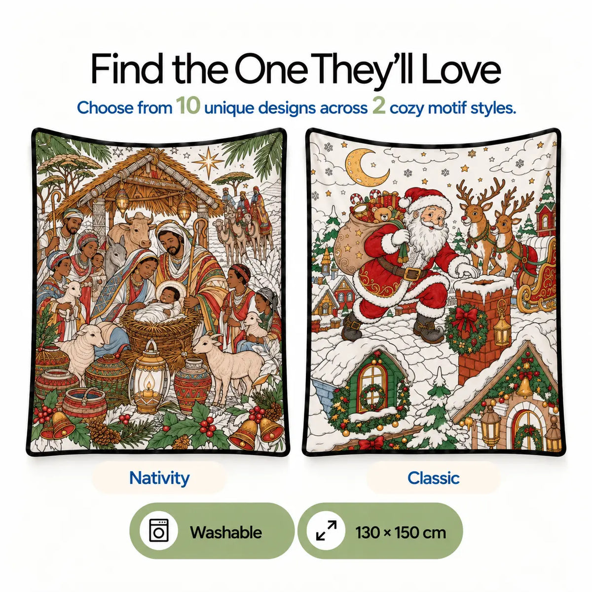 Christmas Coloring Blanket for Adults - 50 x 60 in