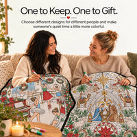 Christmas Coloring Blanket for Adults - 50 x 60 in