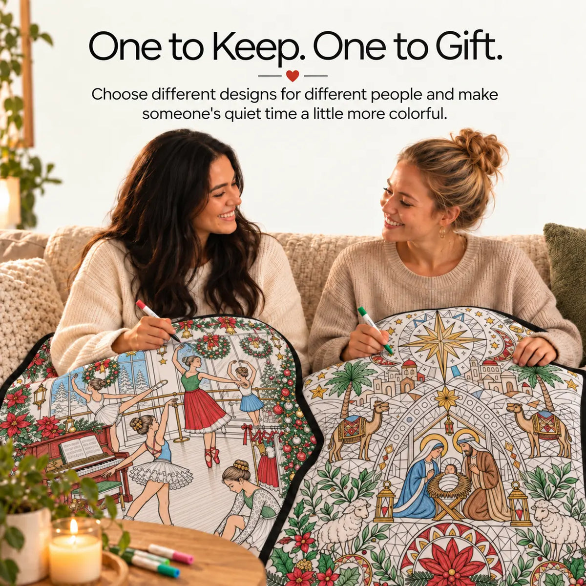 Christmas Coloring Blanket for Adults - 50 x 60 in