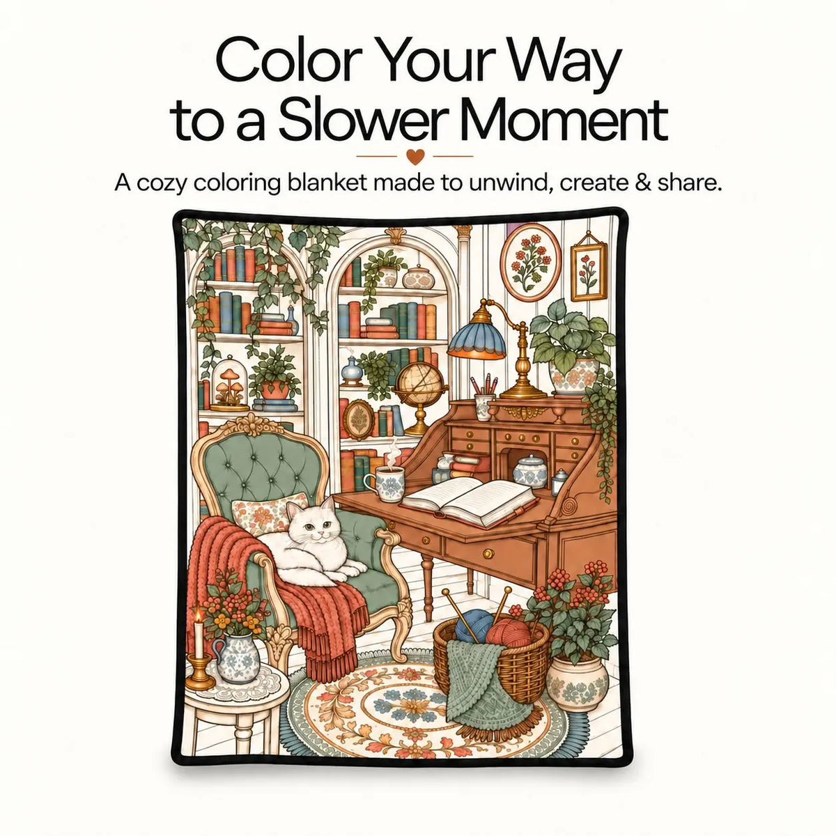 Cozy Moments Coloring Blanket for Adults - 50 x 60 in