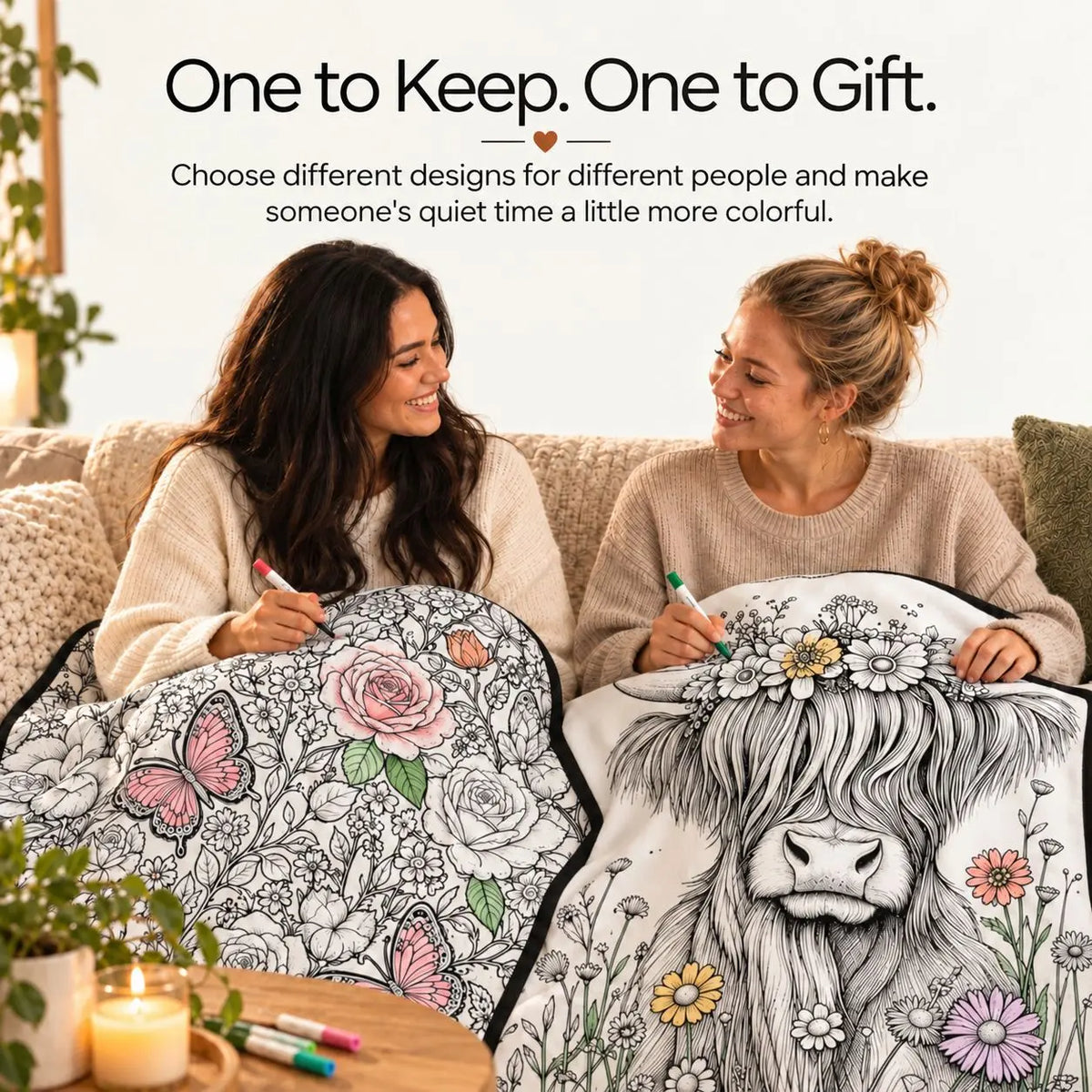 Cozy Moments Coloring Blanket for Adults - 50 x 60 in
