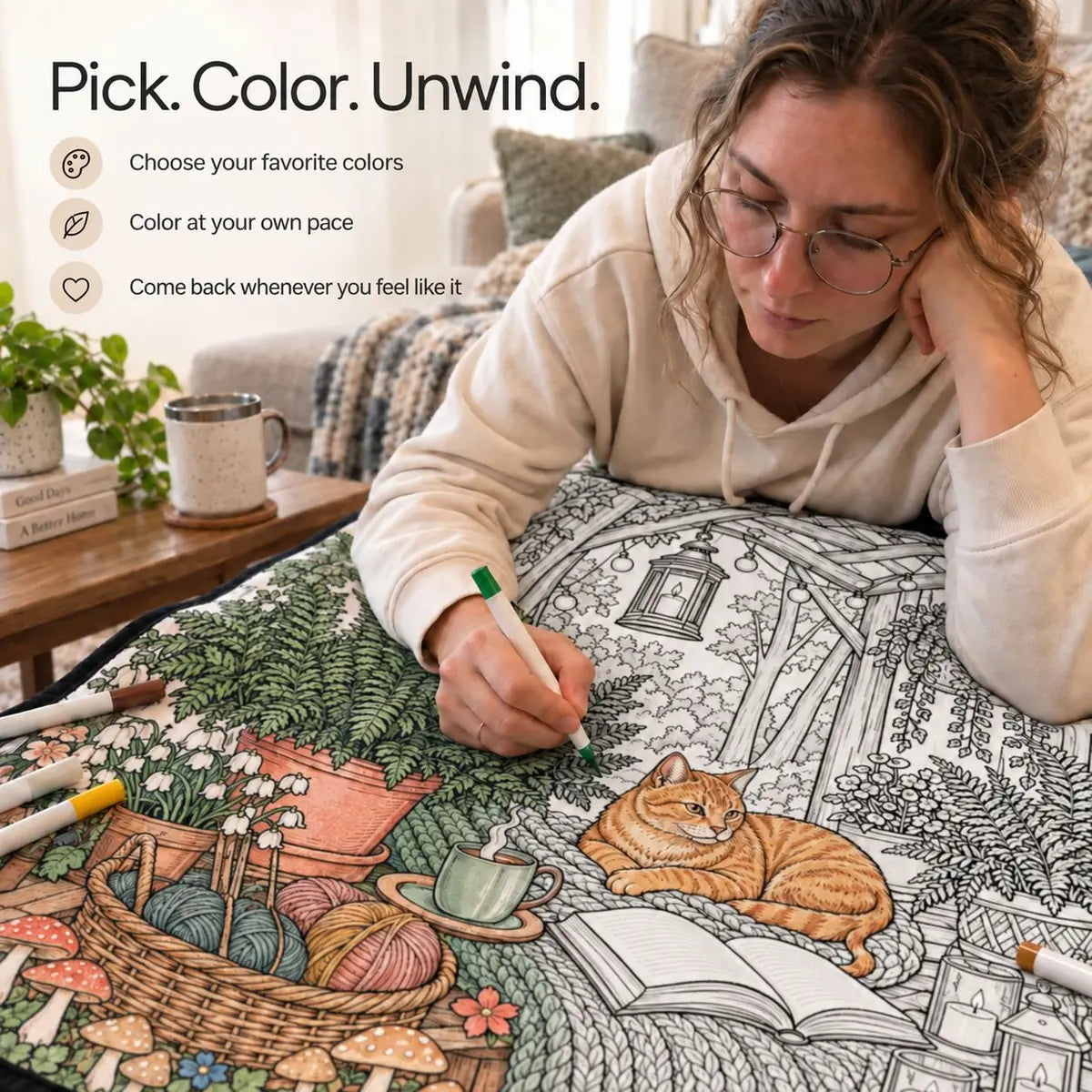 Drawing blanket with girl